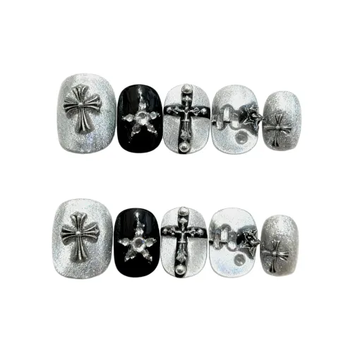 LIANJING [Готический DYNASTY] Ручная работа Фальшивая Гвоздика Блестящий Крест Ногтей Искусство 17 мм Короткий Квадратный и Круглый