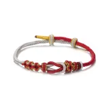 Браслет "Персиковый цветок" - красный, серый