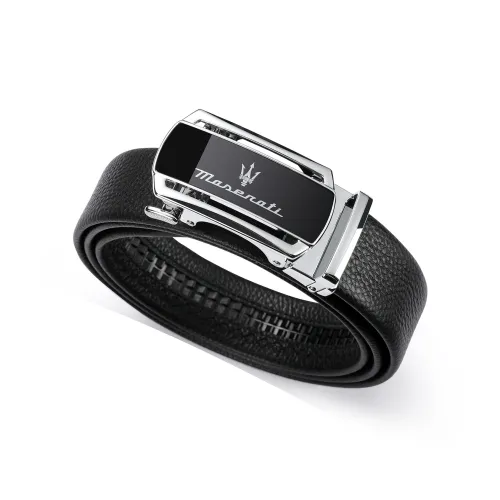Maserati Зернистая кожа личи Лицевая коровья кожа Ремни Мужской Металлический