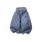 [Ромб Клетка Шов] Серый Синий (Логотип на груди Tangshi Television)