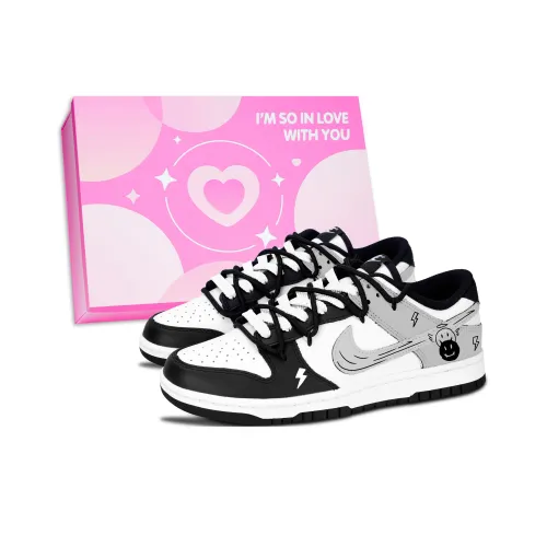 Nike Dunk Черный Белый Веселье Серый Электрический Вспышка Устойчивый к истиранию Низкий Топ Скейтбординг Кроссовки Унисекс Серый