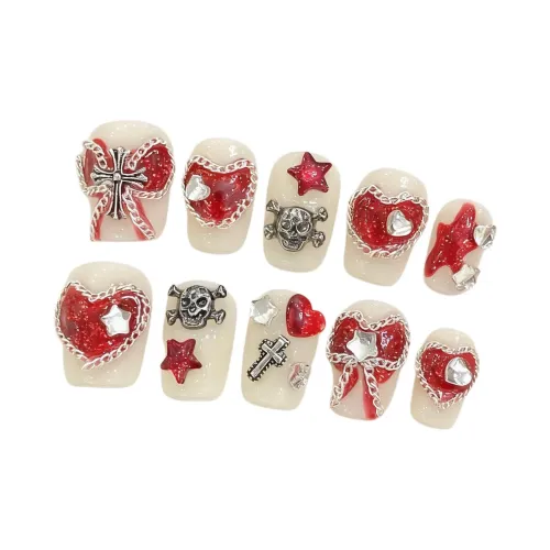 RUIJIN Осветляющий Летний Премиум Ручная Nail Art Сердце Бант Готовый товар Мягкий Короткий Красный Jump Цвет