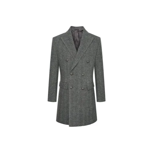 SAINT ANGELO Звездный серый Gunshot Узор "елочка" Унисекс Пальто