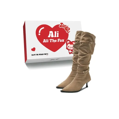 Али Тх Фокс Замша Винтаж Элегантность Элегантный Минималистский стиль Женские Колено Высокие сапоги
