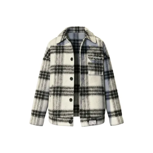 MIORGERSY Черный Белый Клетка [Улучшенный Съемный Металлический Логотип] Унисекс Пальто