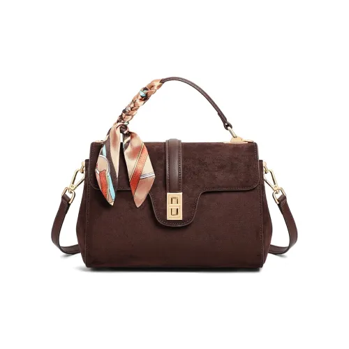 PT'SON Коровья кожа с тканью и синтетической кожей через плечо сумка обычный женский коричневый