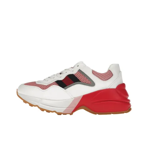 GUCCI Rhyton Low Топ Толстоподошвенные кроссовки Женские Белые Красно-розовые