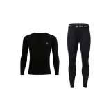 Черный комплект из двух предметов с флисовой подкладкой (длинный рукав топ + штаны)