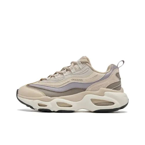 QIAODAN Амортизация Износостойкие Низкие Кеды Женские Бежевый Умбра