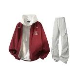 Бургундский + Светло-серые штаны