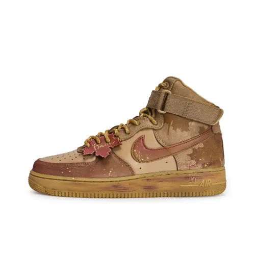 Nike Air Force 1 High '07 811 Manufacturing Осенний Золотой Кулон Высокие Кроссовки для Скейтбординга Унисекс Красно-коричневый