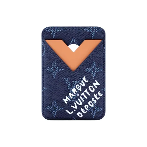 LOUIS VUITTON Покрытый холст Картхолдер Мужской Морской синий