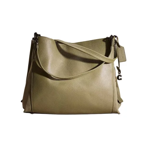 COACH DALTON Полированная кожа с замшей крупнозернистая текстура одно плечо большая сумка женский белый цвет "пирс" светлый цвет "ферн"