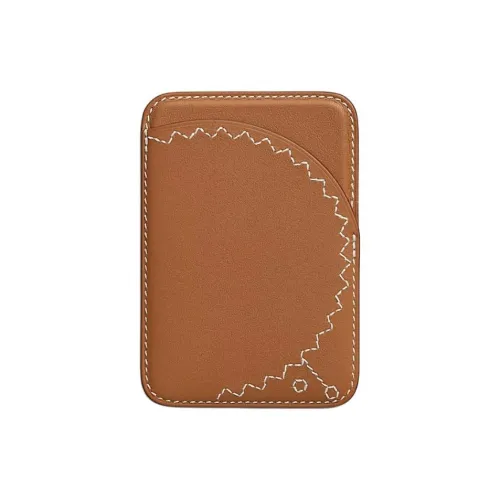 HERMES Magsafe Телячья кожа Держатель для карт Унисекс Золотой