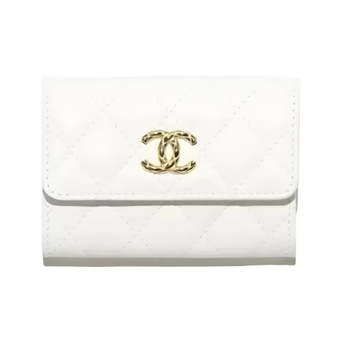 Chanel Телячья кожа Держатель для карт Женский Белый