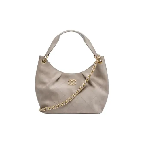 CHANEL HOBO Телячья кожа Сумка через плечо Большая Женская Темно-серый