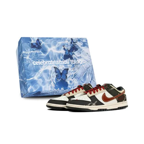 Nike Dunk Low Топ Скейтборд Кроссовки Мужские Черные Красные