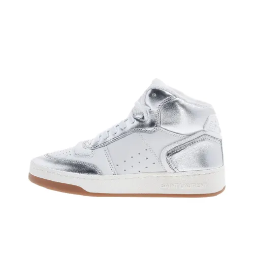 SAINT LAURENT SL 80 Высокие Кроссовки для скейтбординга Женские Белые Серебряные