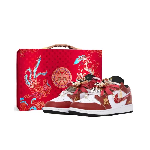 Jordan Air Jordan 1 Легкий визуально увеличивает рост Низкий Топ Винтажные баскетбольные кроссовки Мужской Свадебный Красный