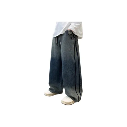 Yalu Синий Серый Флисовая Подкладка MF2683 Школьные Джинсы