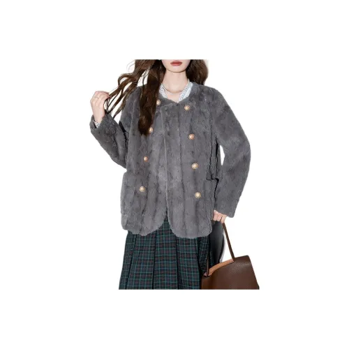 Tonlion Средне-серый Женские Меховые изделия