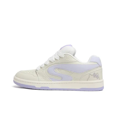 SINPERCO Износостойкие и Легкие Низкие Кроссовки для Скейтбординга Женские Бежево-фиолетовые