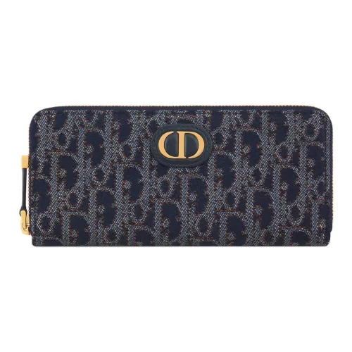 DIOR 30 Montaigne Хлопок Кошелек Женские Синий Табачный Коричневый