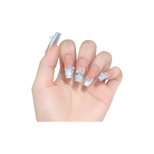 T Z Кружево Trims Бант Клетчатый False Nail Средний Трапециобразный Прямоугольный Синий Jump Цвет Coquette