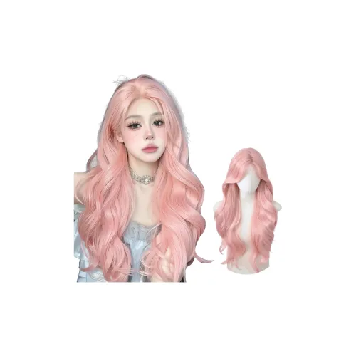 MUNINGFEI Богиня Атмосфера Средний Раздел Розовый Длинные волнистые Большая волна Лолита Женские Перука Высокая температура Пряжа