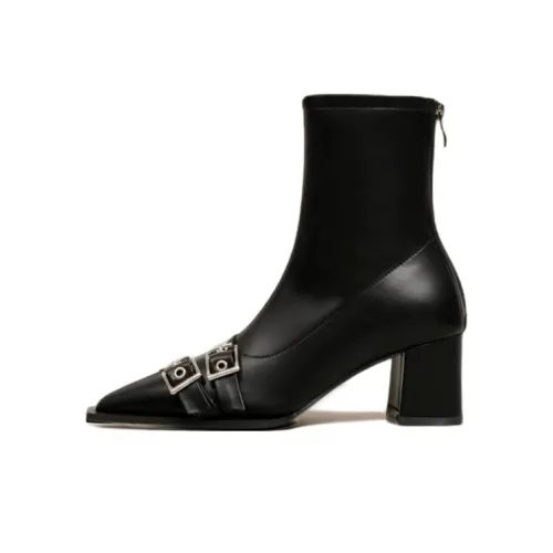 Али Тх Фокс Винтаж Заостренный носок Прохладные Пряжки для ремня Ботильоны Женские