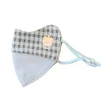 [Синий] 100% хлопок, медведь, пэчворк, клетка