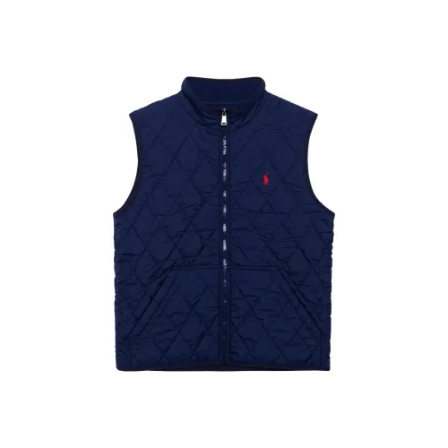 Polo Ralph Lauren FW24 Логотип Вышивка Молния Воротник-стойка Без рукавов Синий Детский