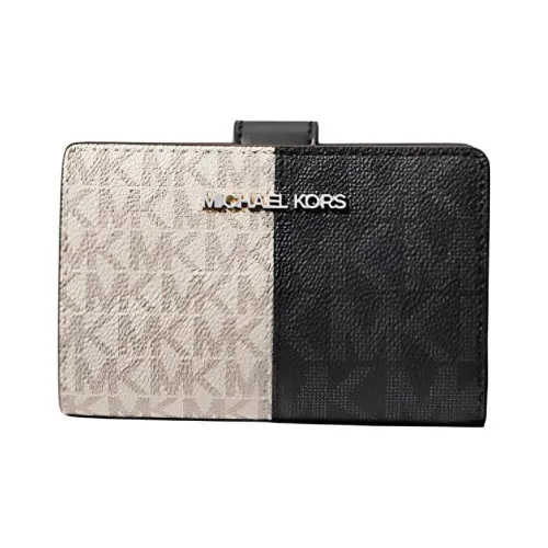 MICHAEL KORS Jet Set Покрытый холст Кошелек Средний Женская Белый и Черный