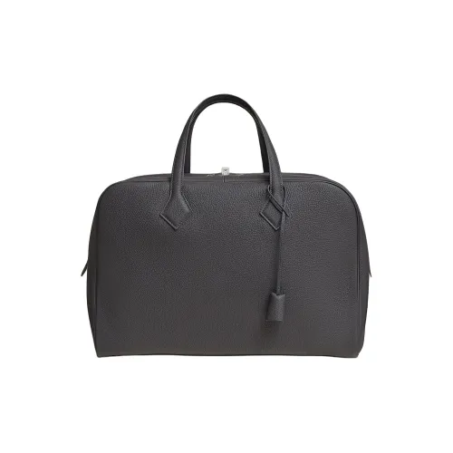 HERMES Victoria II Fourre tout Телячья кожа Сумка Унисекс Черный