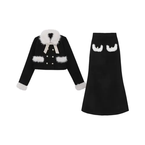 KKX Черный Женский Комплект с Юбкой