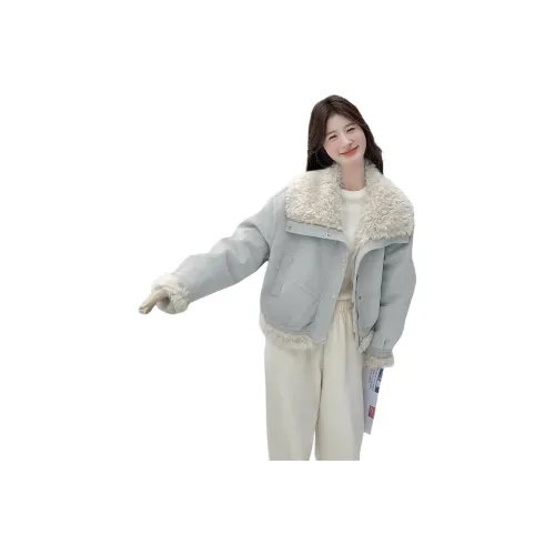 SHANQINGWU Светло-синий Женский мех