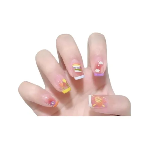 KEWANHONG Элегантность Кокетливый стиль Французский Элегантность False Nail Укороченный Короткий LADDER Сладкий стиль Градиентный Стиль Инстаграм