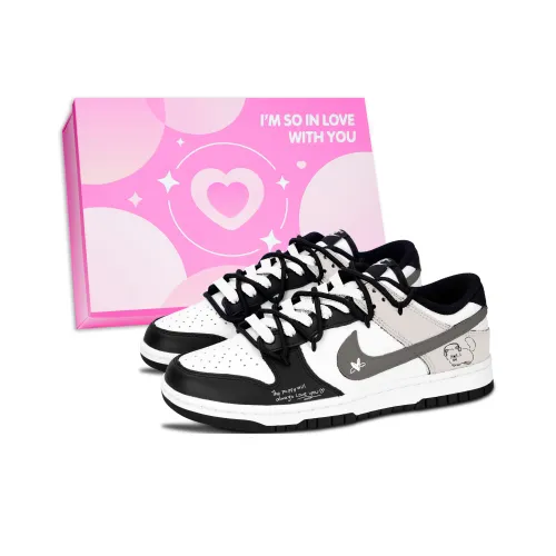 Nike Dunk Черный Белый Warm Heart Healing Устойчивый к истиранию Низкий Топ Скейтборд Кроссовки Унисекс Серый