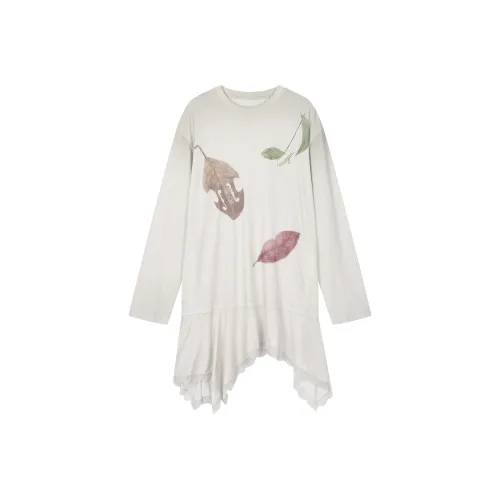 UOOYAA Бежевый Женские Длинные Платья с Длинными Рукавами