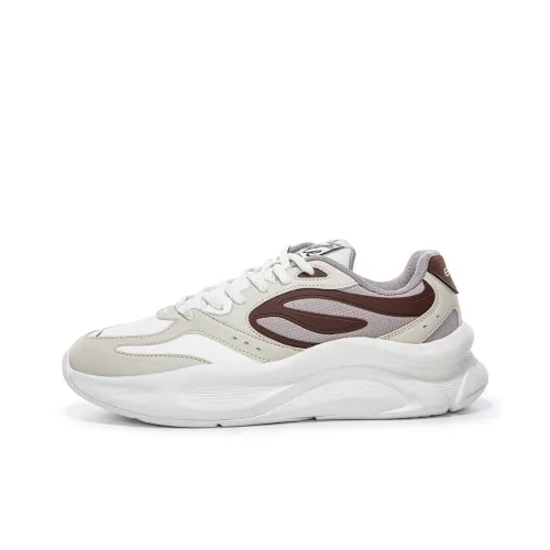 Erke Износостойкий Легкий Дышащий и Противоскользящий. Низкий Топ Беговые кроссовки Мужские Белый-коричневый
