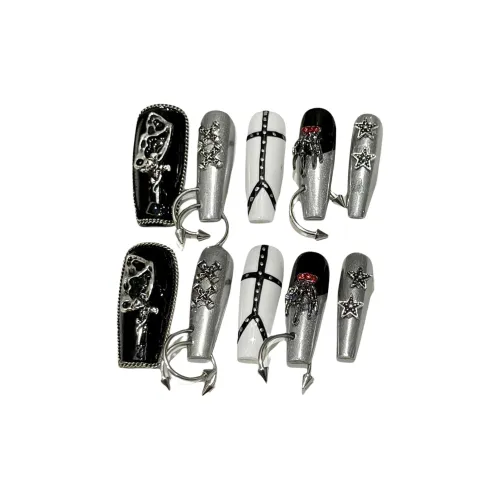 SHANGSHIQIN Металл Панк Прохладный Острый Модный Инструмент для Ногтей 25 мм Средний LADDER Черный Серебряный Jump Цвет