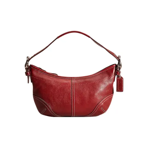 COACH Hobo Кожа Плечевая Сумка Сумка Маленькая Женская Красная