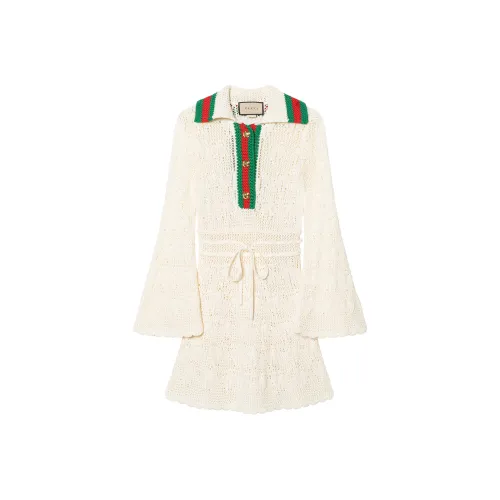 GUCCI Длинное платье с длинными рукавами цвет слоновая кость женское