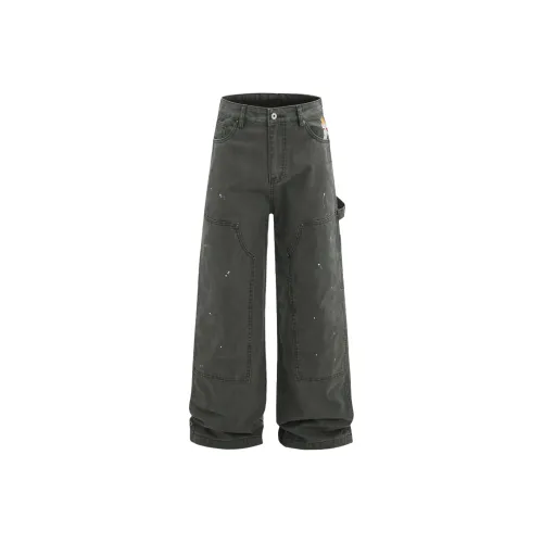 JZWSTUDIO Green Unisex Casual Pants JZWSTUDIO Зеленые Унисекс Повседневные Штаны