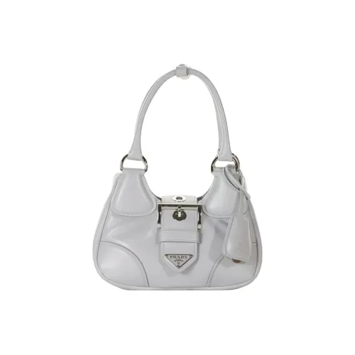 PRADA Lambskin Shoulder Bag Women's Silver