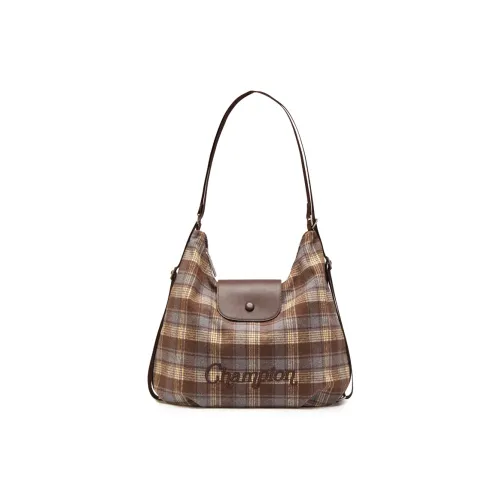 Champion Ткань + Искусственная кожа Сумка через плечо Стандартная Унисекс Коричневая Клетка Деним Синий Абрикос