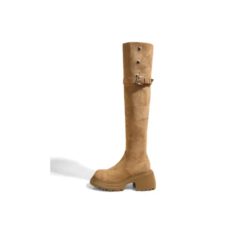 YIPINGONGZHU Over The Knee Botинки Женские Хаки