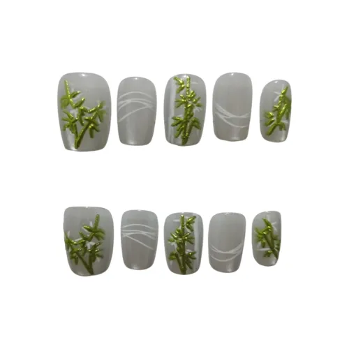 BDQC Зеленый Свежий Осветляющий Ручной Ногтей 20 мм Фальшивый Ногтей Короткий LADDER Зеленый Однотонный Милый