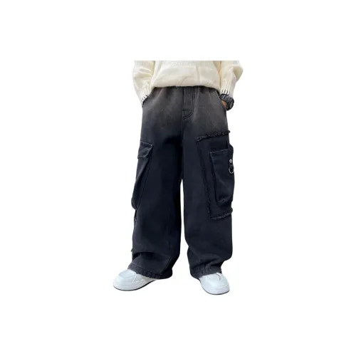 YALU Черный Серый Флисовая подкладка MF8353 Школьные Джинсы