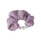 Фиолетовая трикотажная ткань, пряжа, жемчужная резинка для волос